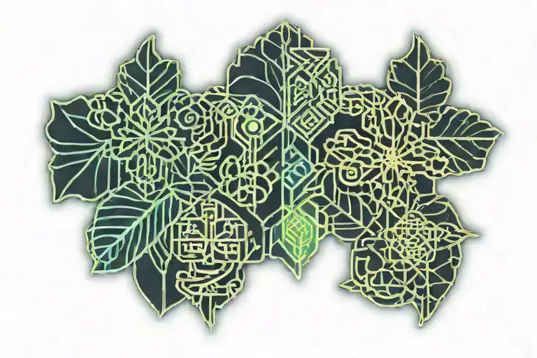 Cloud Japanese Leafs tattoo design idea