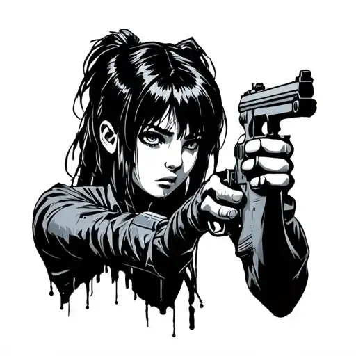 show me some minimalist tattoo of Eda from Black Lagoon with guns tattoo design idea