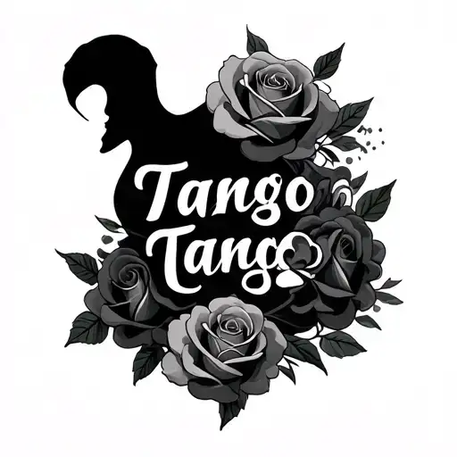 "Tango" roses around it and clouds tattoo design idea