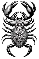 Polynesian/ Hawaiian pattern around, zodiac crab of cancer include protection pattern and family pattern tattoo design idea