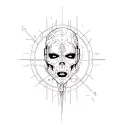 esoteric fine line tattoo featuring cyberpunk cigilistic and blackout details sprinkled in tattoo design idea
