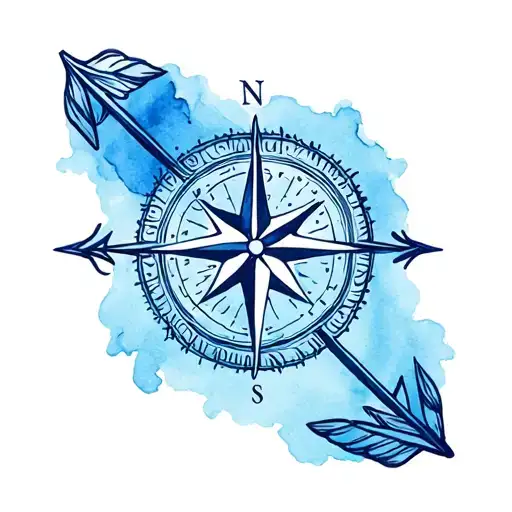 compass anchor arrow intertwined tattoo design idea