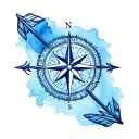 compass anchor arrow intertwined tattoo design idea