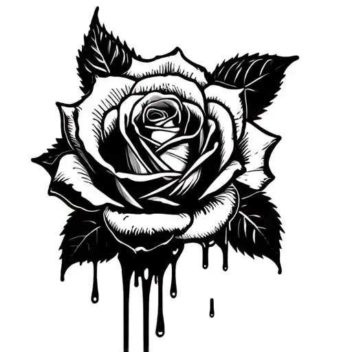 rose dripping tattoo design idea