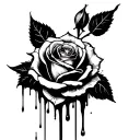 rose dripping tattoo design idea