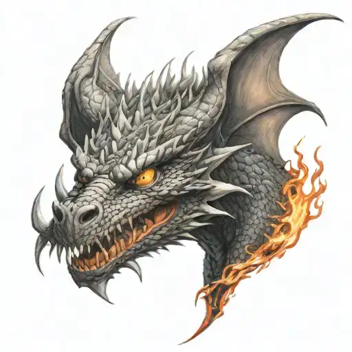 smaug spits fire tattoo design idea