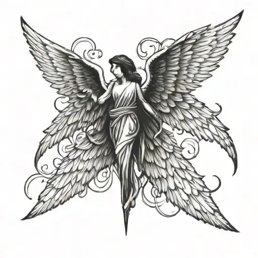 ay Michael arch angel wings tattoo design idea