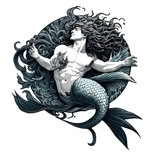 Merman tattoo design idea