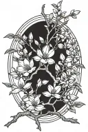 magnolia tree branch tattoo design idea
