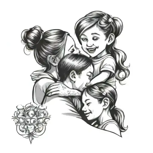 family, daughter, ties tattoo design idea