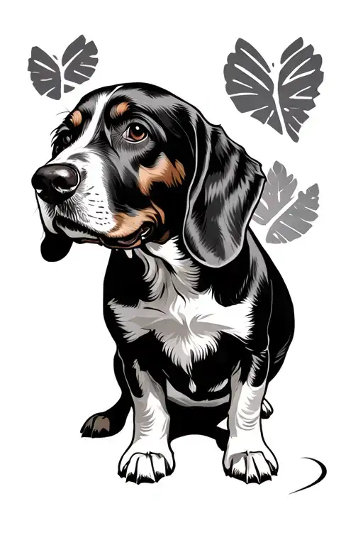 basset hound dog tattoo design idea