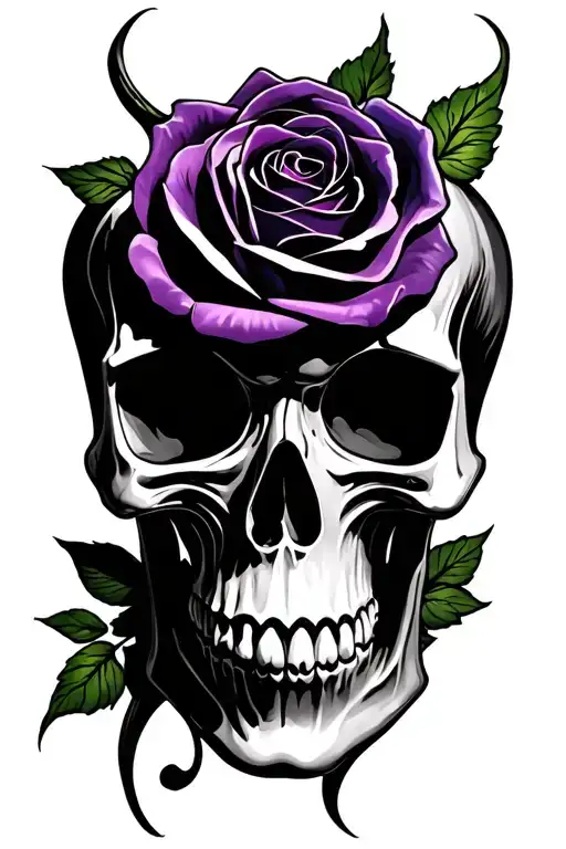 tribal skull w dark purple rose tattoo tattoo design idea