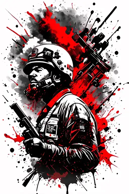 military riot / battle scene tattoo design idea