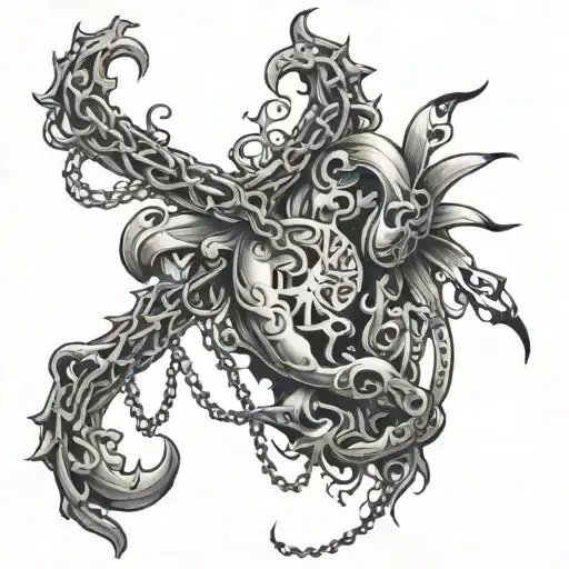 Location - Shoulder, Upper arm, chest and back on my right side.. tattoo - wrapped chains with  hooked into my skin ripp tattoo design idea