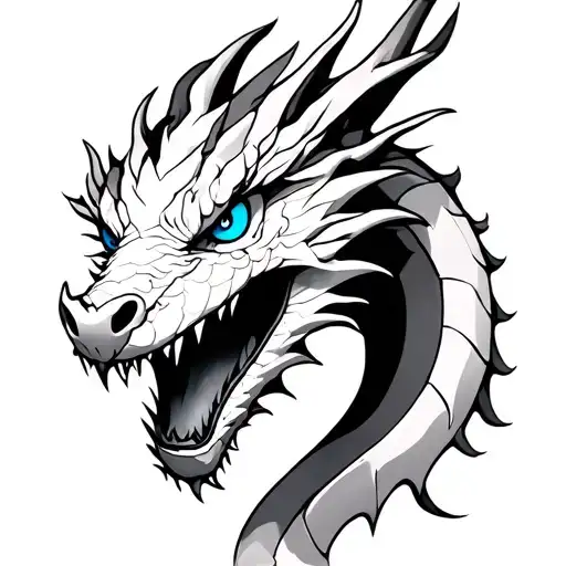 blue eyes white dragon tattoo design idea
