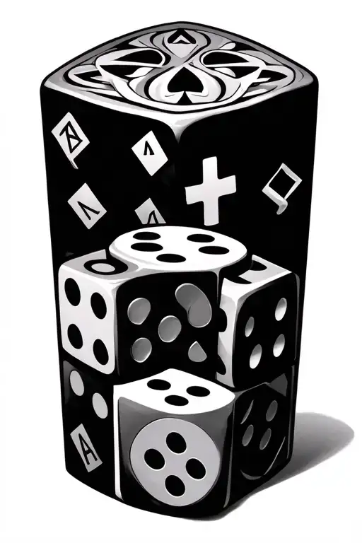 dice,cards,words,cross tattoo design idea