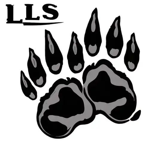 2 paw prints on the side of the neck with the letters LLS Chicano style  tattoo design idea