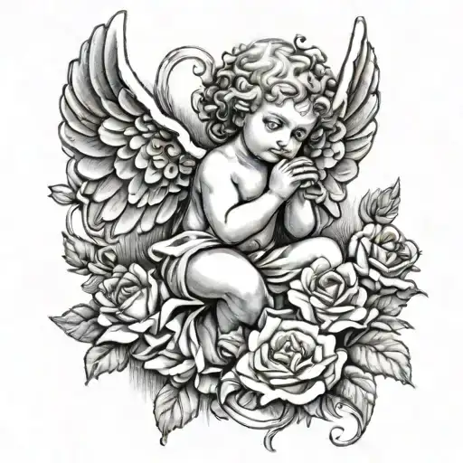cherub angel tattoo design idea