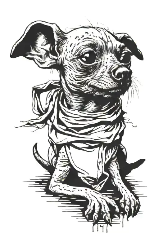 Banksy art with dobby and 299km/h  tattoo design idea