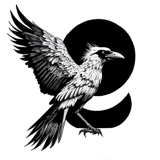 crow crane tattoo design idea