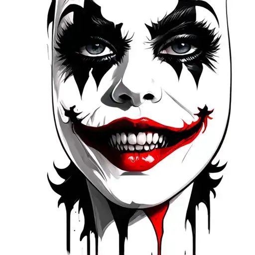 Harley Quinn joker face tattoo design idea