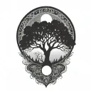 tree of life and sun and moon tattoo design idea