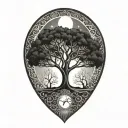 tree of life and sun and moon tattoo design idea