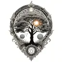 tree of life and sun and moon tattoo design idea