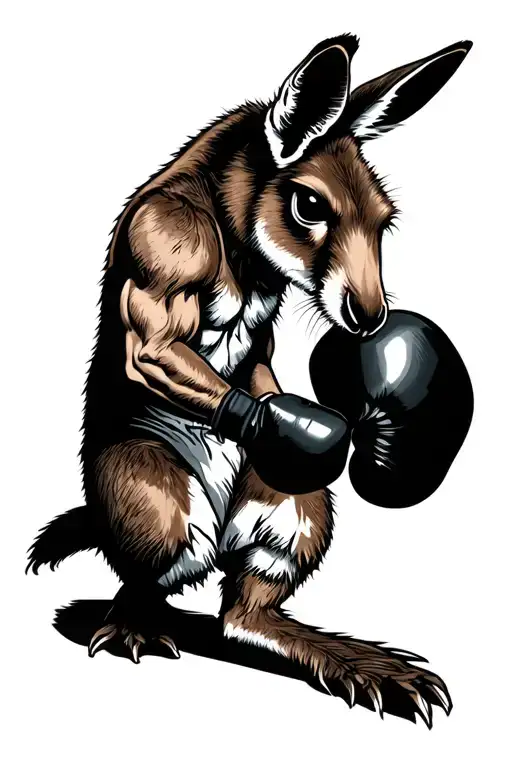 kangaroo boxing person tattoo design idea