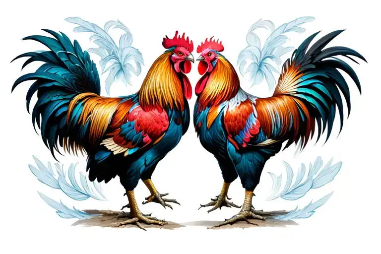 2 fighting roosters tattoo design idea