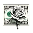 100 Dollar Bill Rose tattoo design idea