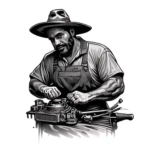 mexican guatemalan diesel mechanic working tattoo design idea