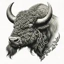 scrollwork bison tattoo design idea