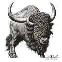 scrollwork bison tattoo design idea