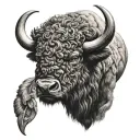 scrollwork bison tattoo design idea