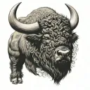 scrollwork bison tattoo design idea