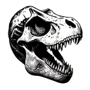 blackwork t-rex skull tattoo design idea