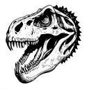 blackwork t-rex skull tattoo design idea