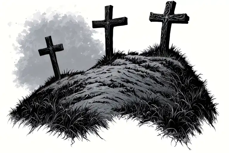 3 crosses on a hill tattoo design idea