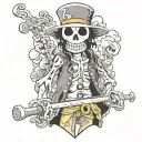 brook from one piece anime character wielding tattoo design idea