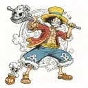 brook from one piece anime character wielding tattoo design idea