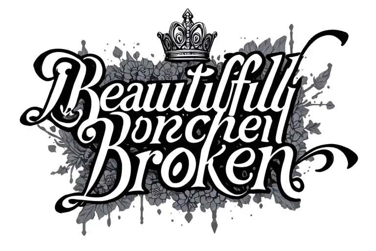 "Beautifully Broken" crown tattoo design idea