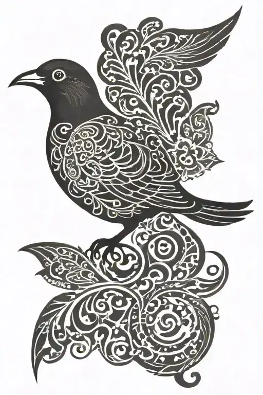 Bird with arabic calligraphy  tattoo design idea