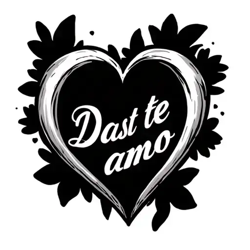 A heart. Inside it reads: Dast te amo tattoo design idea