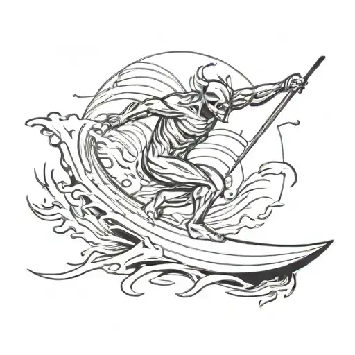 surfing demon tattoo design idea