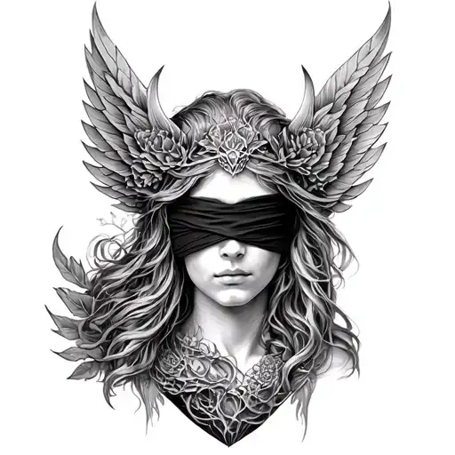 yddrasil and freya goddes Fortune blindfolded tattoo design idea