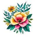 flash sheet of flowers and plants tattoo design idea