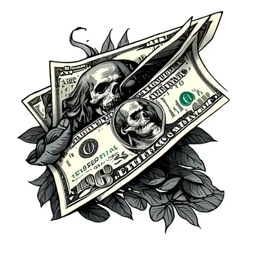 concrete jungle truggle money smoke tattoo design idea