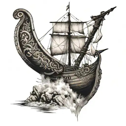 viking ship Norway tattoo design idea