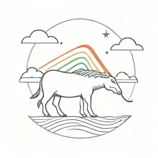 rainbow and ark tattoo design idea